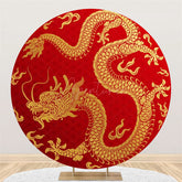 Aperturee - Gold Dragon Circle Happy Chinese New Year Backdrop